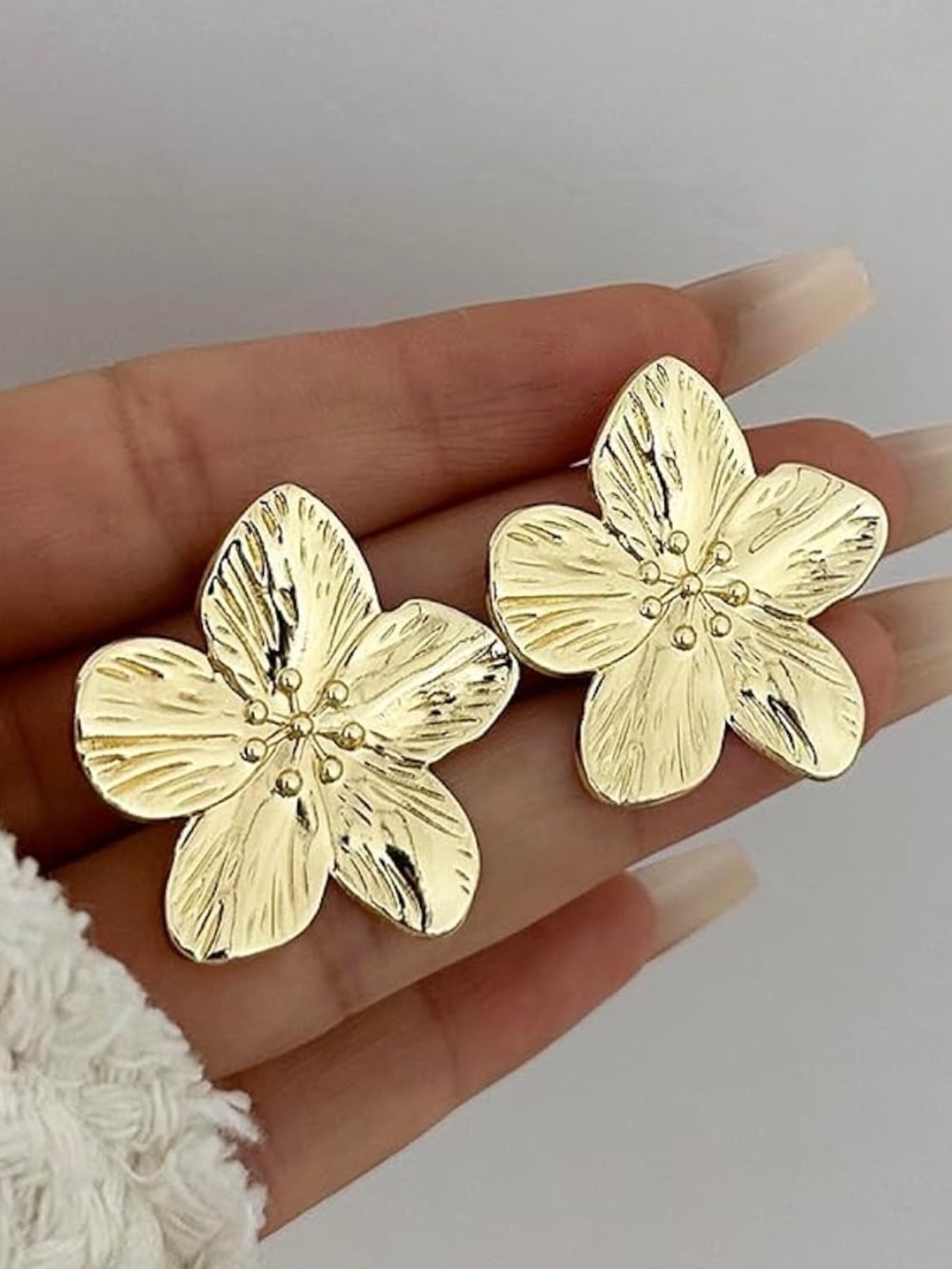 Gold Flower Statement Earrings